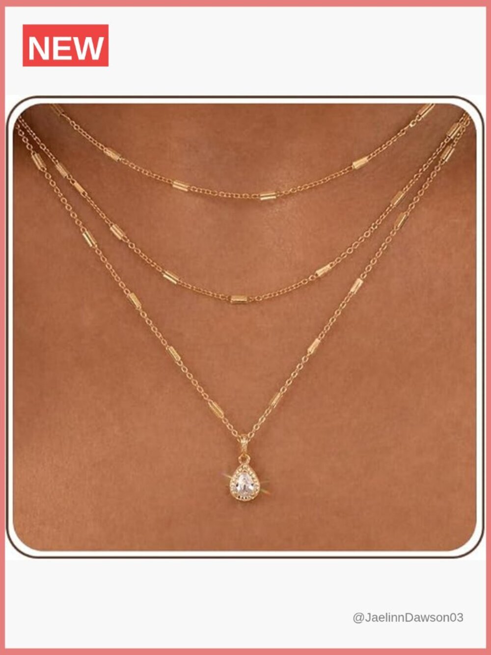 3 Layer Teardrop Necklace Set - Dainty Layered Gold Pendant Necklaces